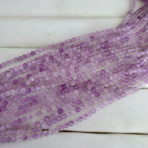 天然薰衣草紫水晶切面刻面散珠切角足球面半成品 diy手链项链配件