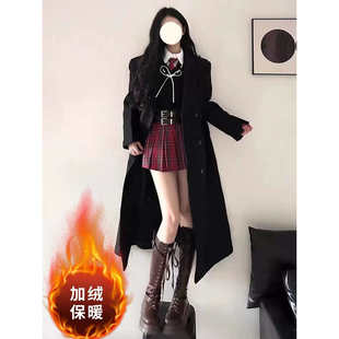 加绒加厚毛呢外套女中长款2025新款秋冬韩系高级感赫本风呢子大衣