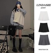 灰色百褶裙女半身裙夏季 高腰小个子jk学院风春秋a字短裙 2026新款