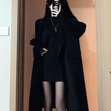 黑色呢子大衣春秋2025新款赫本风韩系小个子气质毛呢外套直筒气质