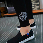 纯棉九分裤 高腰弹力小脚裤 秋冬加绒 马蹄印花瑜伽裤 克罗CH心打底裤