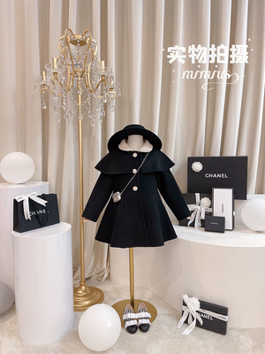 miu女童双面羊绒大衣毛呢外套