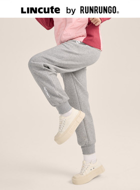 RUNRUNGO儿童卫裤秋冬款青少年运动长裤厚款保暖休闲束脚裤男女