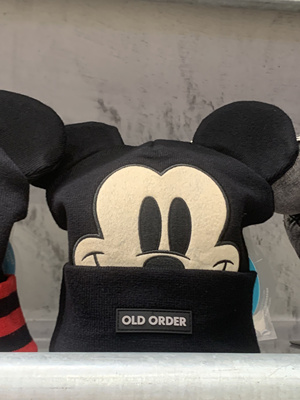 正品OldOrder迪士尼米奇联名针织帽 包头针织帽 黑色米奇可爱甜美