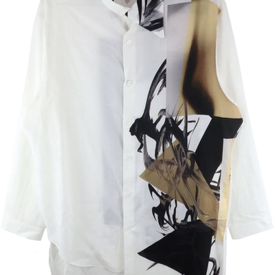 TOP-YAMAMOTO叛逆乌托邦不对称印花衬衫男设计感宽松长袖衬衣
