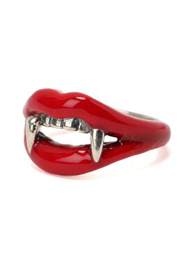 TOP-YAMAMOTO创意吸血鬼牙齿造型戒指红色个性千禧风指环