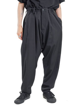 yoji ooak黑色阔腿裤男设计感压褶锥型裤脚宽松休闲裤极简风