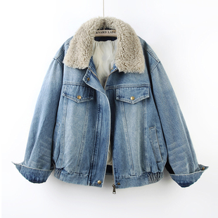 2025冬季 羽绒内胆牛仔外套女宽松加绒毛领拉链夹克百搭上衣潮 新款