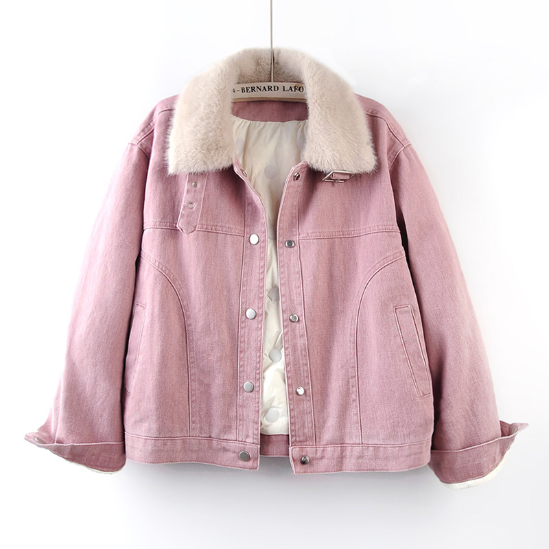 2025冬季新款韩式时髦羽绒内胆牛仔外套女保暖加绒百搭夹克上衣潮