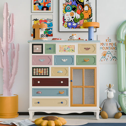 江氏木语美式客厅靠墙储物斗柜子