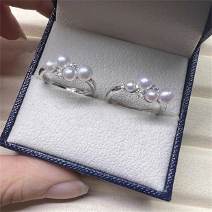 DIY配件 S925纯银M家多珠葡萄戒指指环可调节精致设计感半成品女