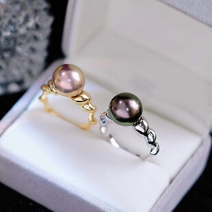 DIY珍珠配件 18K包金铜厚镀金波浪曲线麻花开口戒指半成品戒托