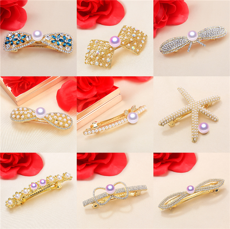 diy华丽风镀金半成品韩版弹簧夹