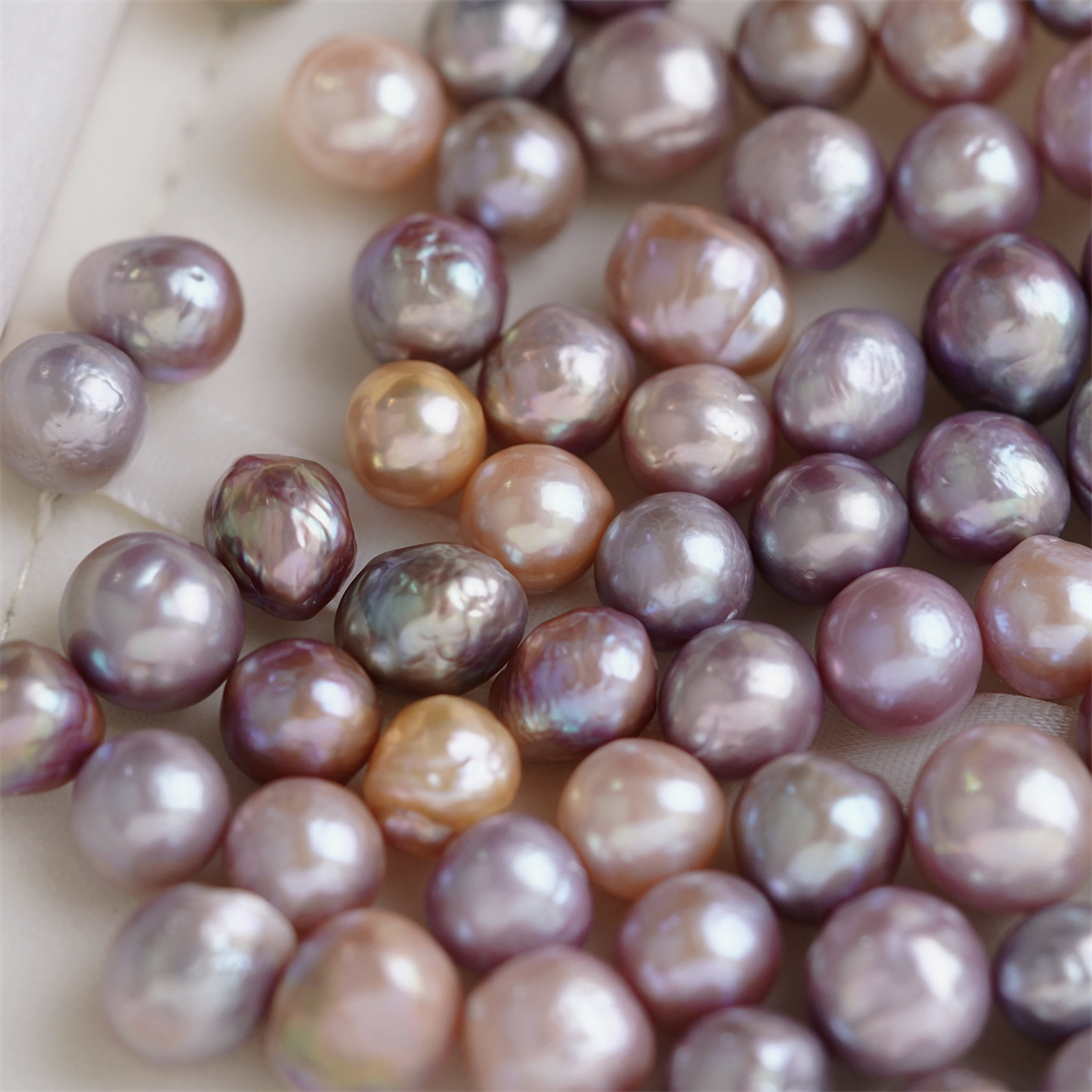 9-11mm淡水爱迪生巴洛克自然褶皱彩色珍珠散珠颗粒珠 诸暨山下湖