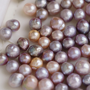 诸暨山下湖 11mm淡水爱迪生巴洛克自然褶皱彩色珍珠散珠颗粒珠