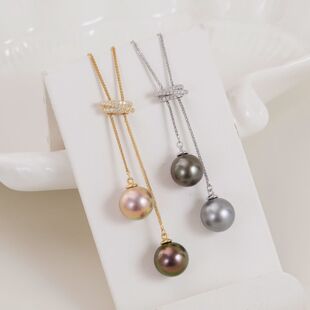 DIY配件 S925纯银轻奢复古可调节双珠项链锁骨链半成品 金色银色