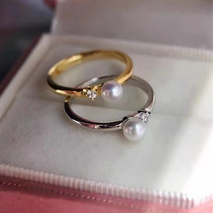 DIY珍珠配件 S925纯银M家同款精致设计感简约百搭戒指指环可调节