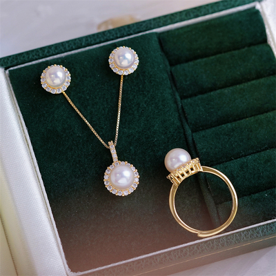 小太阳花经典吊坠戒指耳钉套装