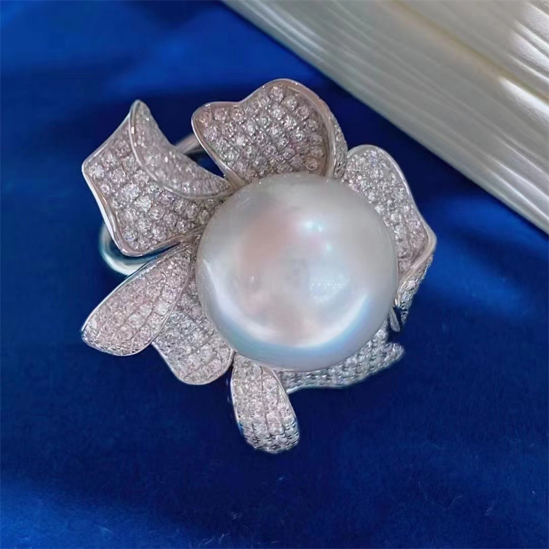 立体花朵戒指配件威尔娜斯纯银