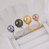 开口戒指半成品 DIY配件 铜镀金简约高级感双珠款 金色银色