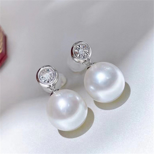 金色银色8 13mm 18K包金铜厚镀金泡泡耳钉耳坠半成品 DIY珍珠配件