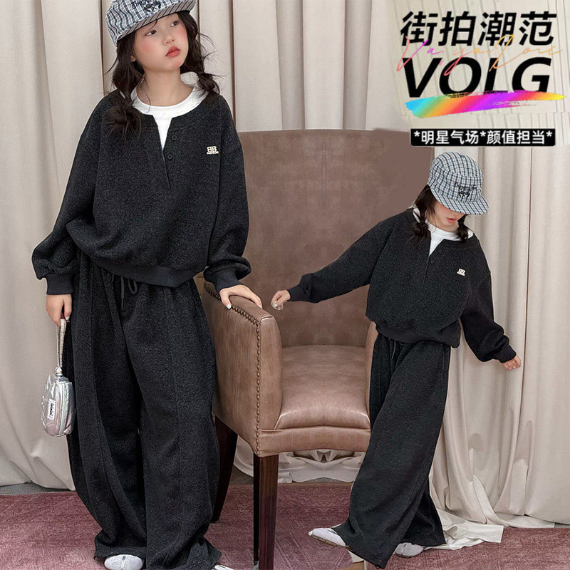 女童套装春秋季2026新款儿童洋气时尚卫衣休闲运动春装大童两件套