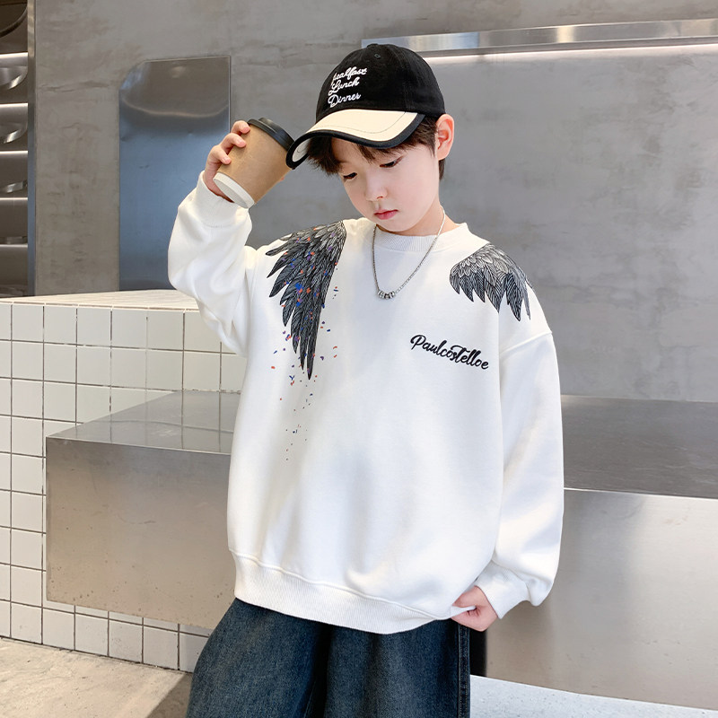 儿童装男童卫衣春装款2026新款外套圆领长袖T中大童春秋季上衣潮