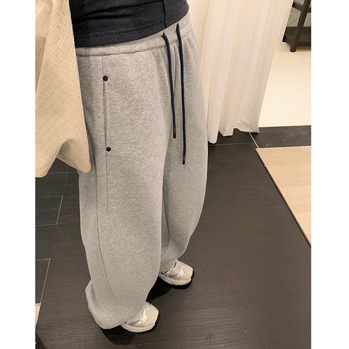 加绒弯刀裤女秋冬季宽松显瘦加厚