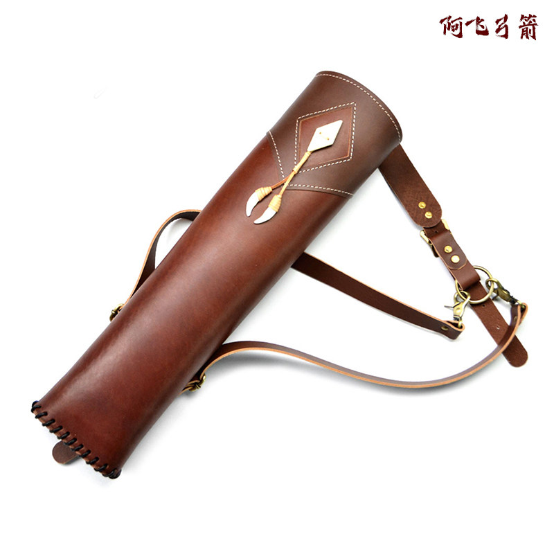 呈飞 阿飞弓箭 户外射箭用 箭袋 箭壶 箭囊 三点背式牛皮箭壶