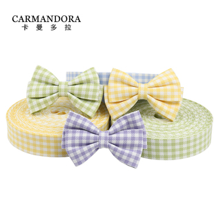 多拉学院风清新格子压布条手工diy蝴蝶结发饰领结宠物项圈材料