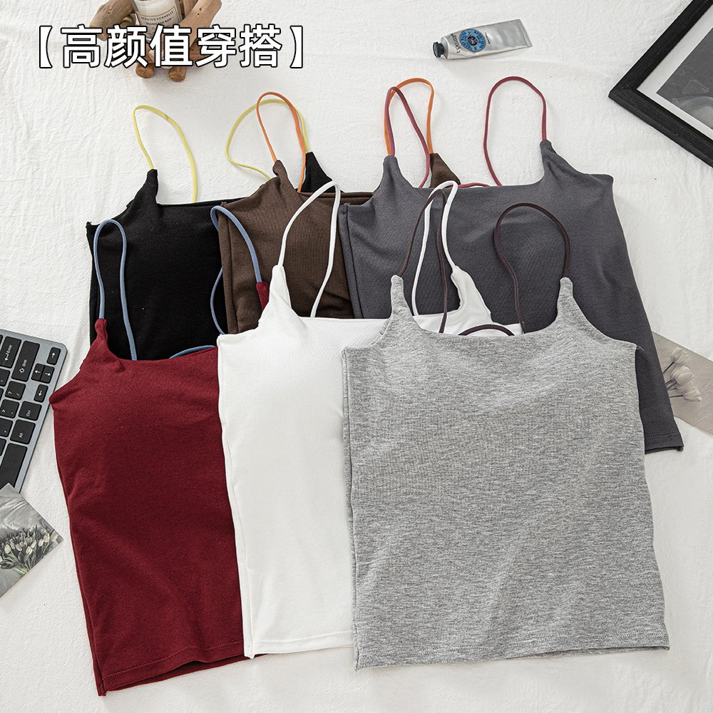 带胸垫吊带背心女内搭打底衫2024新款夏季外穿美式辣妹无袖上衣潮