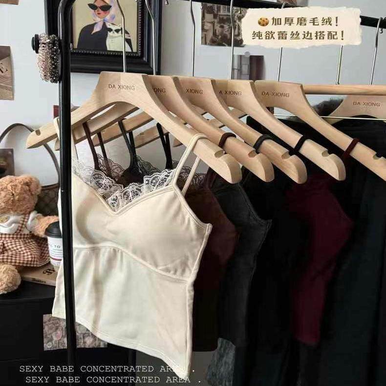 纯欲法式磨绒保暖背心打底上衣