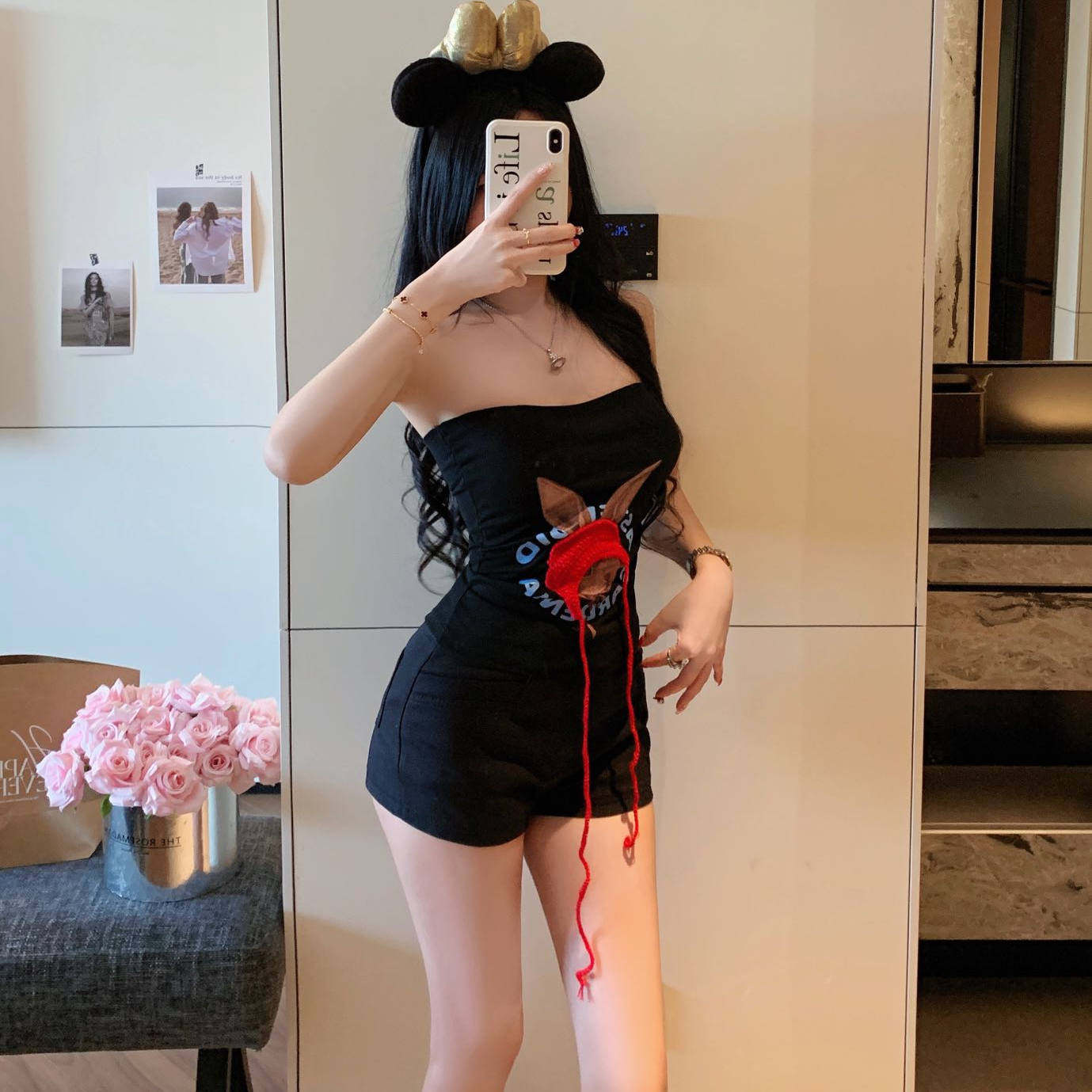 纯欲性感小红帽兔子印花抹胸背心