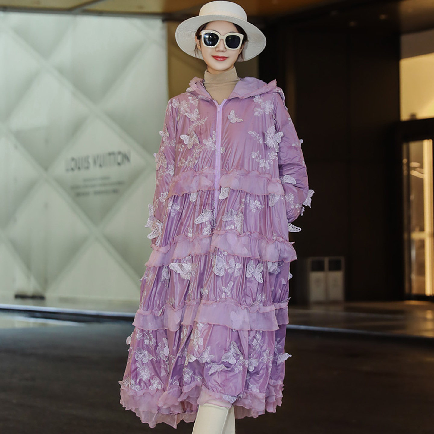 拜占庭的森林冬装新款90绒白鸭绒羽绒服女大码收腰保暖显瘦中长款