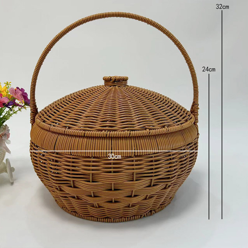 대형 모조 등나무로 짠 예배 바구니 결혼 선물 과일 바구니 조상 공물 조상 숭배 휴대용 바구니
