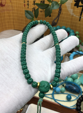 湖北原矿高瓷6mm果冻料绿松石直切老型手串对珠项链隔配珠
