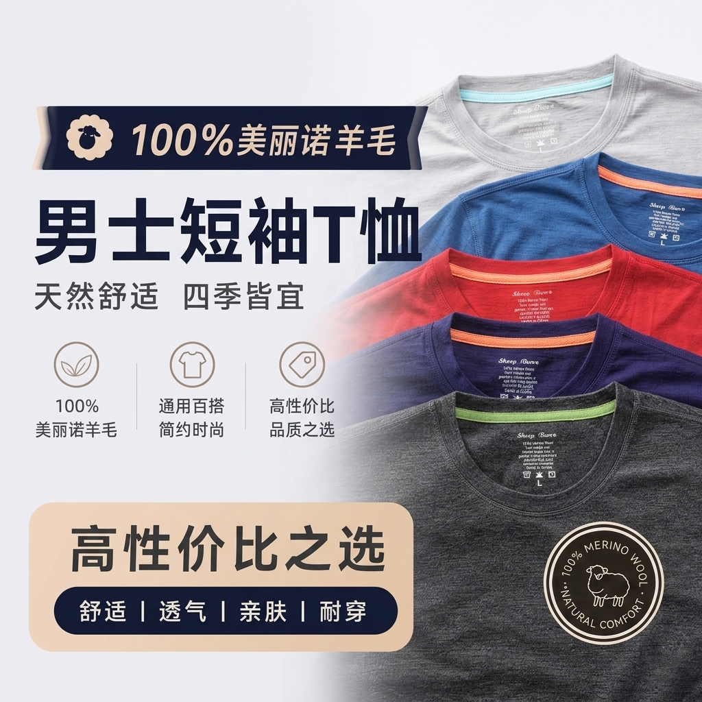 SHEEPRUN美丽诺羊毛T恤