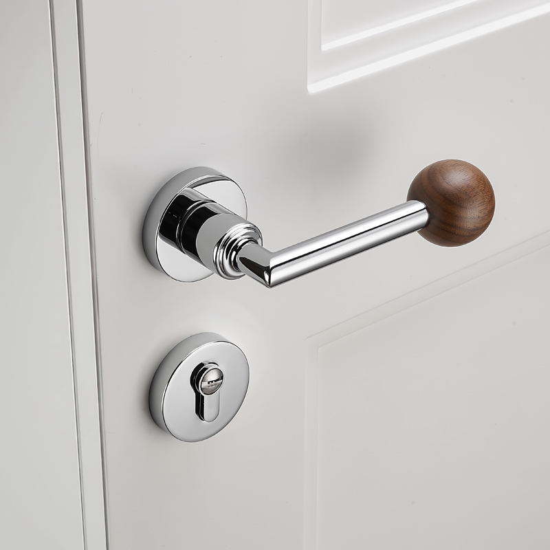 原木风胡桃木复古木质门锁门把手