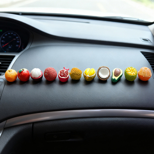 立体树脂汽车摆件仿真荔枝榴莲水果车载长联屏幕显示中控台装饰品