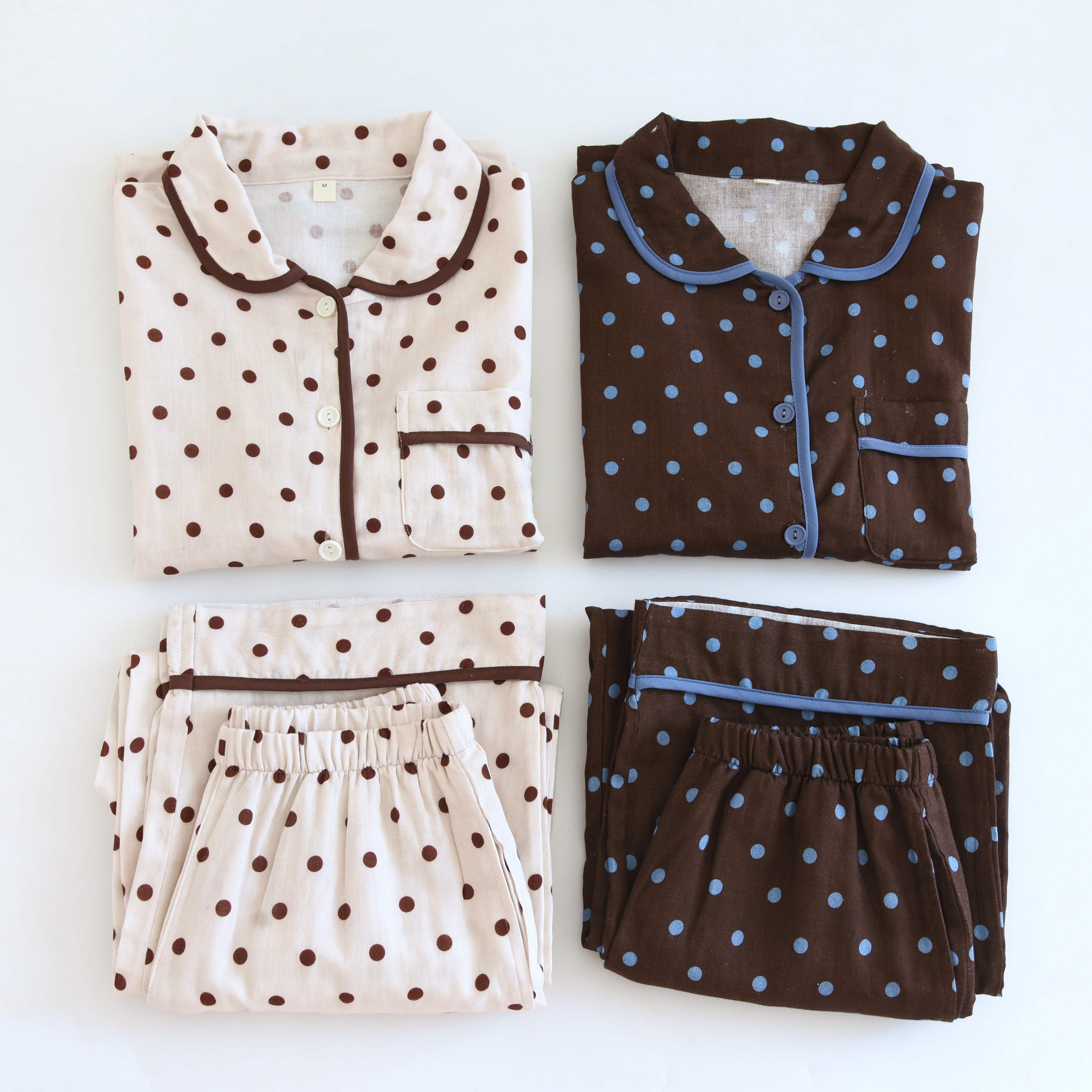 2026新款纯棉纱布圆点长袖长裤女睡衣春秋夏季薄款家居服套装,女士内衣/男士内衣/家居服,睡衣/家居服套装,淘宝优惠券,粉丝福利购,淘宝优惠卷