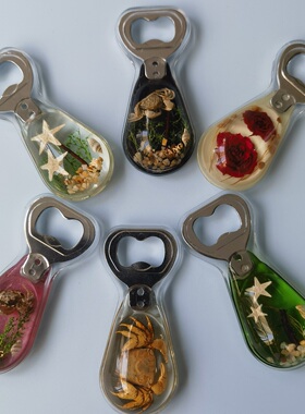 包邮人工琥珀起子螃蟹海景啤酒开瓶器昆虫冰箱贴厨房用品创意礼品