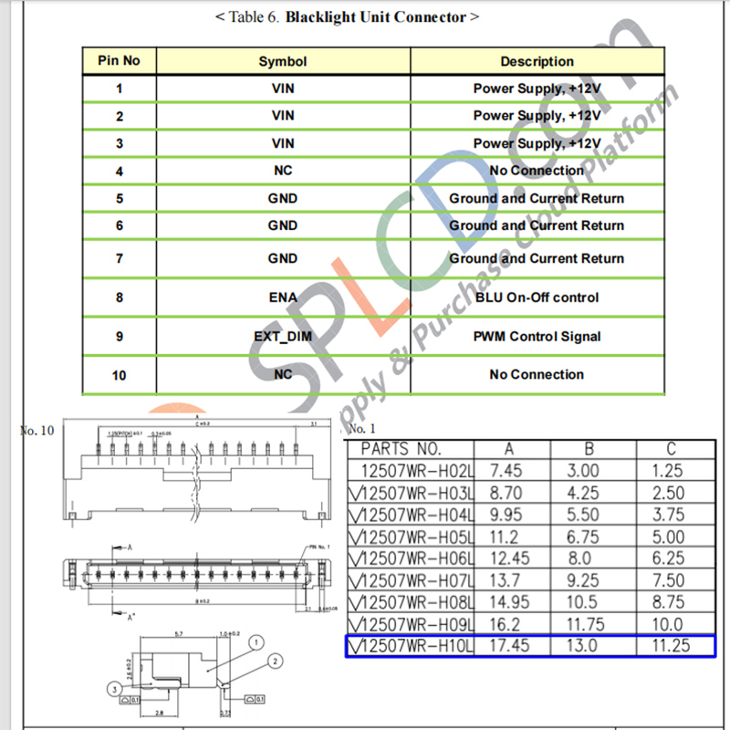 DV471FBM-N10背光线DV350FBM DV150X0M然湖DF14-10P 12507WR端子