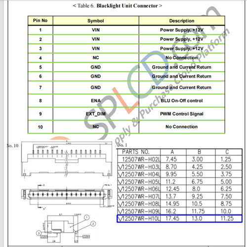 DV471FBM-N10背光线DV350FBM DV150X0M然湖DF14-10P 12507WR端子