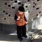 儿童新中式 马甲国风7 橘红色老虎拜年服25冬男童女童夹棉提花唐装