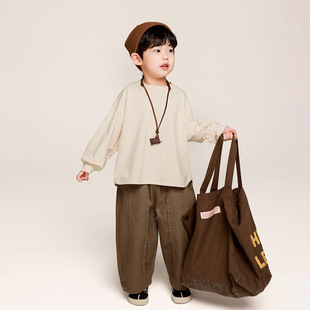 前长后短春秋男童女童宽松圆领长袖T恤儿童宝宝休闲百搭打底衫