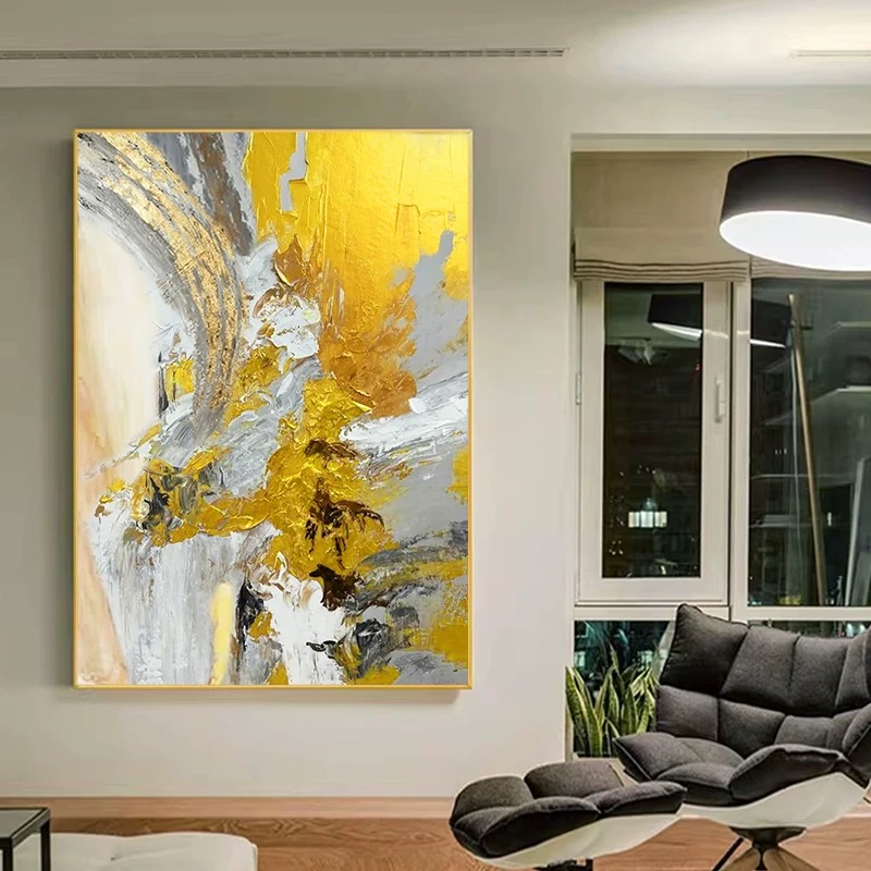 手绘油画金光闪闪大芬油画村过道楼梯走廊挂画客厅卧室书房装饰画图片