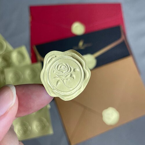 婚庆浮雕烫金凹凸不干胶贴纸糖盒信封封口标签不干胶请柬封火漆
