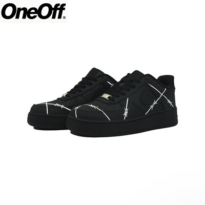 【定制球鞋】NikeAirForce1空军一号荆棘潮流低帮板鞋男女同款黑