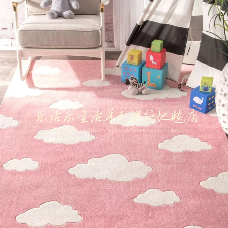 ヨーロッパ風の厚い雲の子供の漫画のじゅうたんの寝室の客間の茶何ソファーのベッドのそばの玄関の手作りの羊毛のじゅうたん