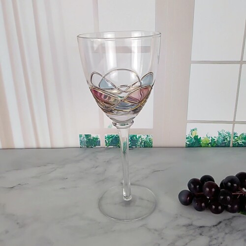 包邮蒂凡尼红2个铅玻璃酒杯金丝